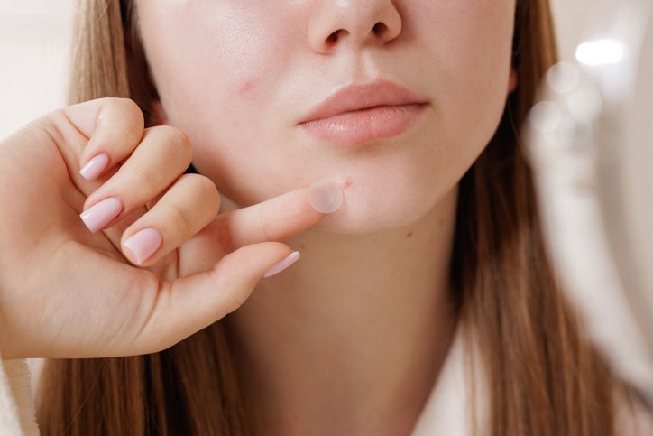 這是一張正方形的扁平化醫美資訊圖表，主題是探討戴口罩引發口罩暗瘡的成因與解決方案。圖表顯示口罩下的密閉空間會積聚汗水與油脂，滋生細菌與痤瘡桿菌。頻繁的摩擦會損害皮膚屏障，特別是敏感肌更容易受損。當皮脂腺活躍，分泌過多油脂，加上角質層增厚，便會導致毛孔堵塞，形成粉刺、黑頭、暗瘡甚至嚴重的石頭瘡。

圖表建議日常護理應定期更換口罩以保持乾爽並減輕摩擦。為達致水油平衡，需清除污垢及進行深層清潔，可選用水楊酸或果酸來溫和去角質，這有助於疏通毛孔、促進新陳代謝、減少皮脂分泌及抑制油脂分泌。面對發炎狀況，應避免擠壓，注重消炎殺菌與舒緩紅腫，從而預防發炎並修復屏障。若想進一步改善粗糙膚質、淡化暗瘡印、刺激膠原增生及長效預防復發，強烈建議尋求完美醫療的專業暗瘡分手療程。