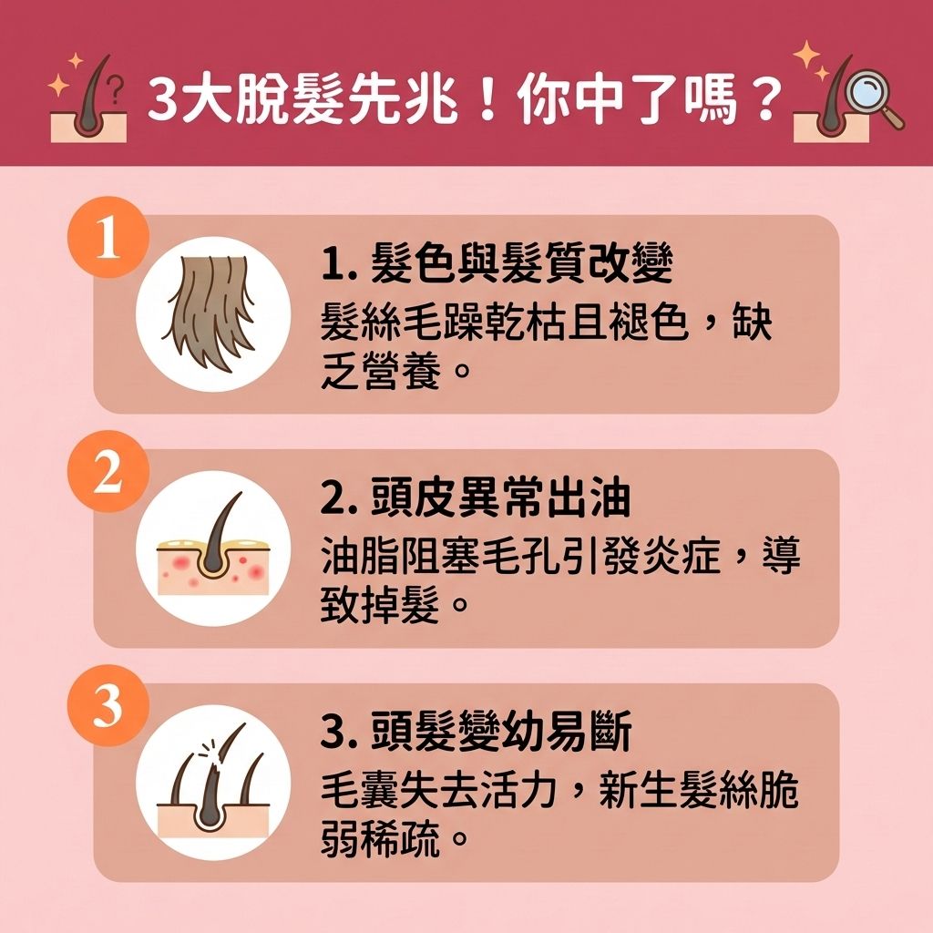 這是一張 1:1 正方形可愛扁平化向量插畫，以台灣健康部落格風格解說中醫的【預防脫髮方法】。圖表指出，【脫髮】多與【氣血】不順及【腎虛】有關。若壓力大影響【血液循環】與【荷爾蒙】，會導致【皮脂腺】失衡及【角質層】受損。這不僅會引發【雄性禿】與異常掉髮，若體內產生過多【雙氫睪酮】，更會攻擊【頭皮】的【毛囊】。

為【解決前額脫髮】與【改善髮線後移】，必須積極【改善頭皮環境】。中醫建議【調理肝腎氣血】以【舒緩頭皮壓力】。日常可多攝取【中藥】材如【何首烏】、【當歸】、【人參】、【熟地黃】與【黑芝麻】，以補充【蛋白質】，【滋養脆弱髮絲】並【補充頭髮營養】。

此外，透過【中醫針灸生髮】與【針灸】來【疏通頭皮經絡】（如【經絡】調理），能有效【促進頭皮血液循環】。這有助於【延緩毛囊萎縮】、【激活休眠毛囊】及【刺激毛囊再生】。這些【專業生髮療程】能【強健脆弱髮根】、【減少掉髮數量】、【改善頭髮稀疏】，進而【延長生長週期】並大幅【增加頭髮密度】！