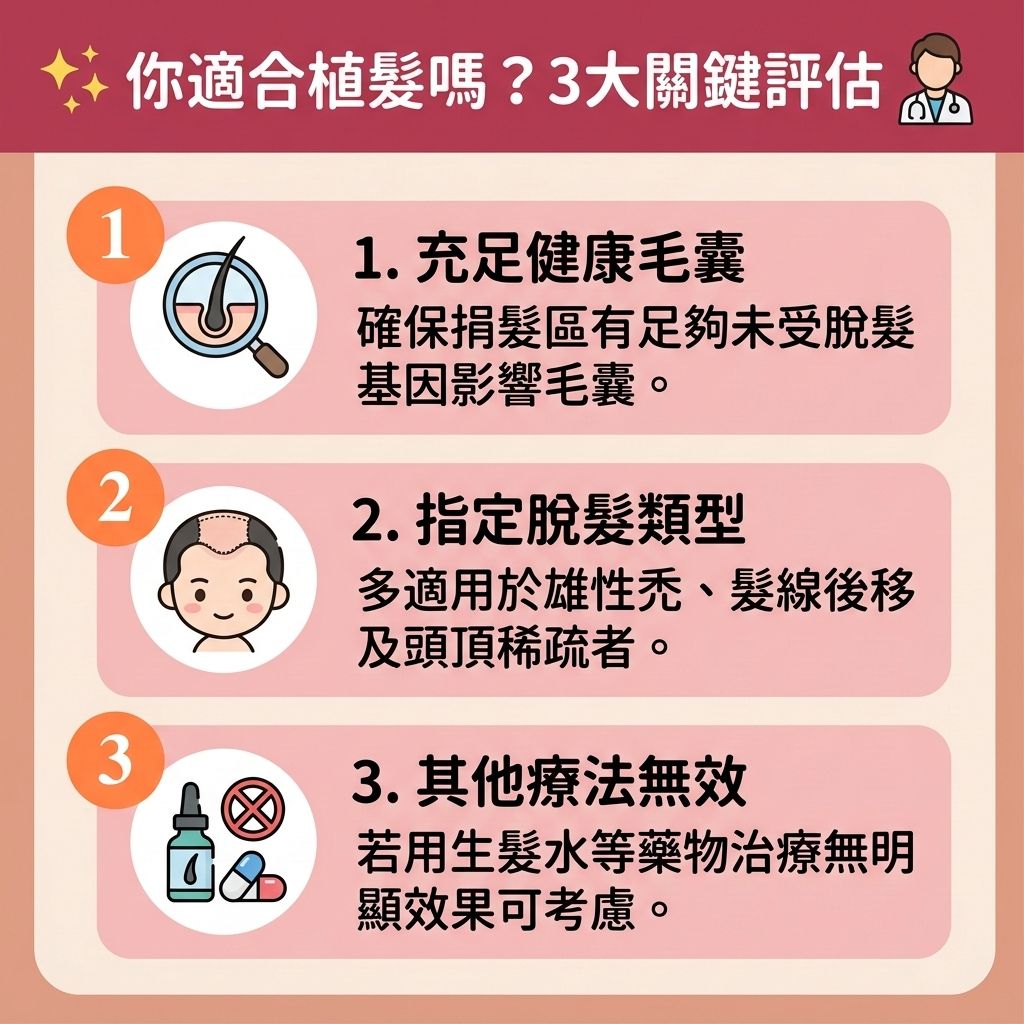 這是一張 1:1 正方形的可愛扁平化向量資訊圖表插畫，採用台灣健康部落格風格，詳細解析【植髮手術過程】與【植髮效果對比】。圖表分為三個主要步驟。

首先，面對因【荷爾蒙】失調及【雙氫睪酮】過高引發的【男性脫髮危機】或【解決女性脫髮】需求（如嚴重的【雄性禿】與【脫髮】），【植髮】是終極的【雄性禿治療方法】。圖中展示專業的【植髮醫生推薦】在局部【麻醉】下，從【捐髮區】（通常是後枕部）安全地【提取健康毛囊】。這裡比較了傳統【手術】（可能留有【疤痕】）與新型的【微創植髮技術】，說明如何避免【植髮失敗原因】。

第二步是分離【毛囊】，確保其在植入前保持高活性。第三步是將毛囊植入【受髮區】，【醫生】會精準控制種植【密度】，以確保最佳的【毛囊存活率】（【存活率】）並【改善頭髮稀疏】。健康的【頭皮】與【皮脂腺】環境能促進局部【血液循環】，幫助新髮順利進入【生長期】，避免過早進入【休止期】，從而【延長生長週期】並【減少掉髮數量】。

圖表下方還提供【術後頭皮護理】指南與【植髮恢復期】注意事項，教導如何避免【植髮後遺症】。同時建議搭配【生髮水】來【刺激毛囊再生】並作為【預防脫髮方法】。最後提醒民眾在尋求【專業植髮中心】時，應多做【植髮價錢比較】。