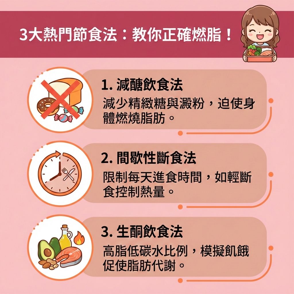 這是一張台灣健康部落格風格的醫美資訊圖表，解說正確的節食觀念。許多女孩為了控制熱量攝取與降低體重及體脂率，會盲目精算卡路里。然而，若缺乏均衡營養，未能攝取足夠的營養素、蛋白質與膳食纖維，甚至過度限制碳水化合物與水分，不僅會損害腸胃健康，還會影響荷爾蒙分泌（擾亂荷爾蒙），進而引起情緒波動。

錯誤的節食會減慢新陳代謝並降低基礎代謝（損害新陳代謝與基礎代謝率），更會導致肌肉流失（消耗肌肉）。一旦恢復正常飲食，極易產生報復性進食，誘發暴食症或厭食症，造成嚴重的體重快速反彈（即溜溜球效應），反而囤積更多脂肪。

為了安全有效地燃燒體內脂肪並落實健康體重管理，應諮詢專業營養師以建立健康飲食並制定專屬餐單。日常中需配合帶氧運動，才能真正改善易胖體質並突破減肥停滯期。若想針對頑固贅肉，可選擇醫學美容的局部減脂療程。香港完美醫療提供專業的醫美定位修形方案與無痛溶脂技術，助您輕鬆重獲自信體態！