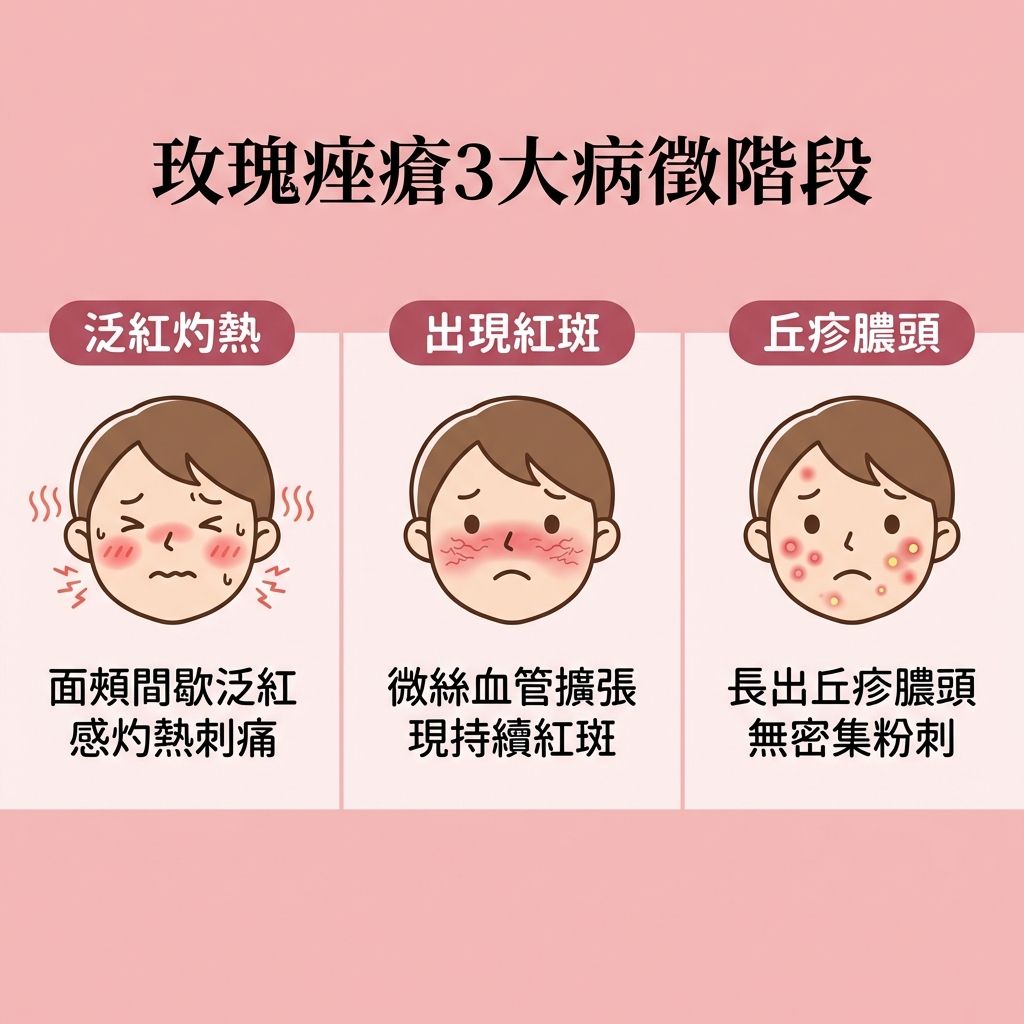 玫瑰痤瘡的病徵是什麼？